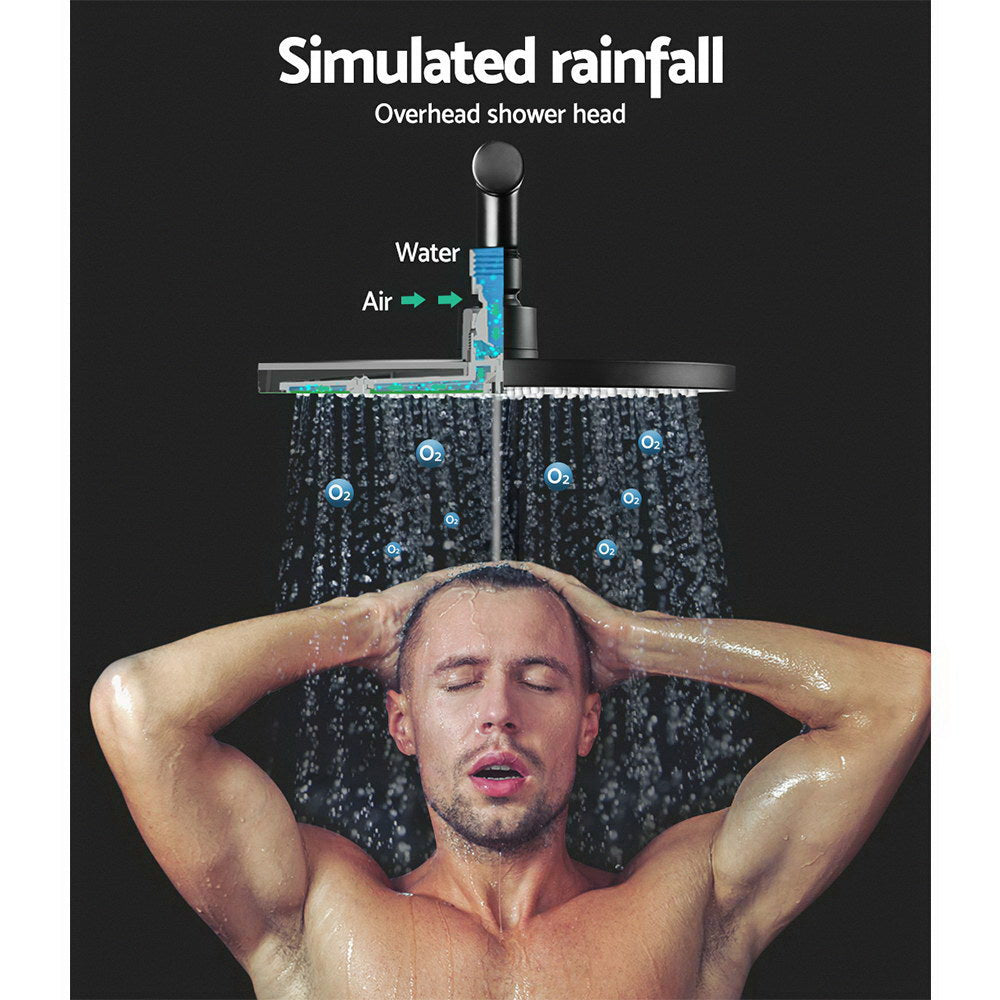 ProFlow 9'' Rain Shower Head Set with Handheld and Mixer Tap Black