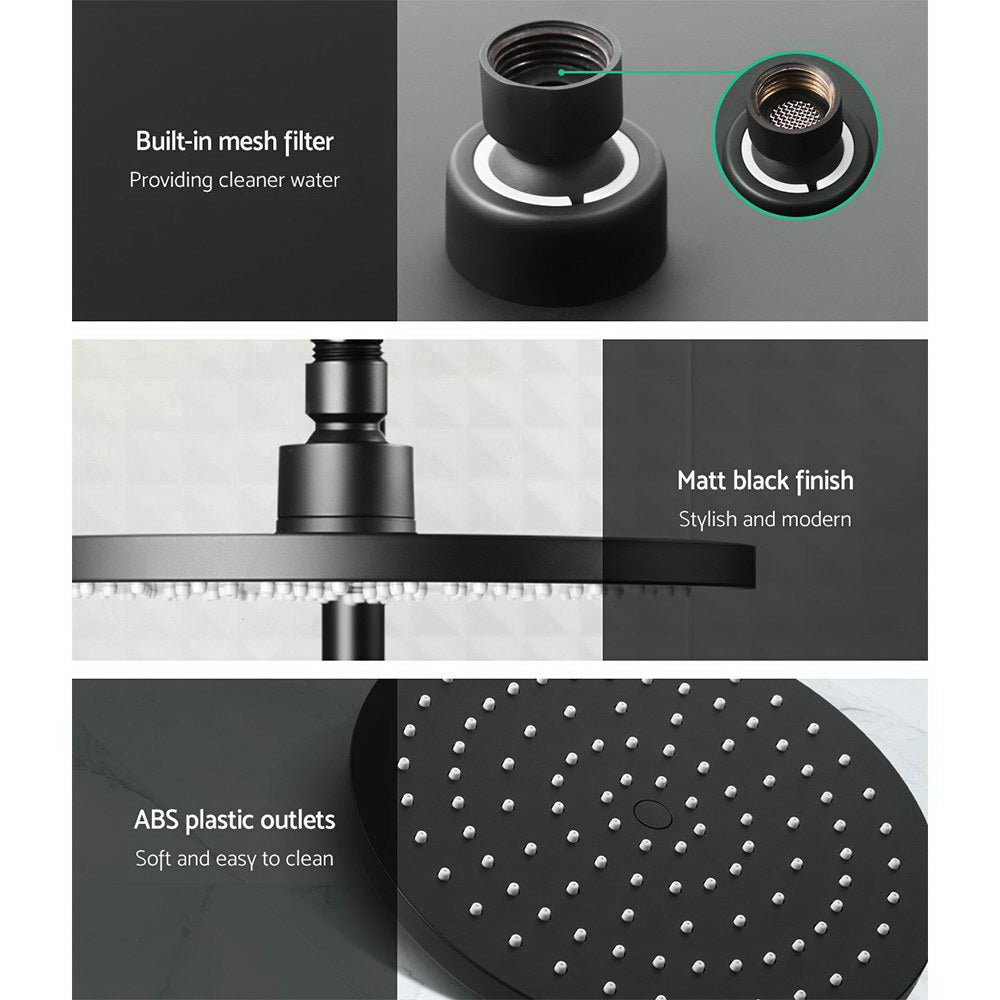 ProFlow 9'' Rain Shower Head Set with Handheld and Mixer Tap Black