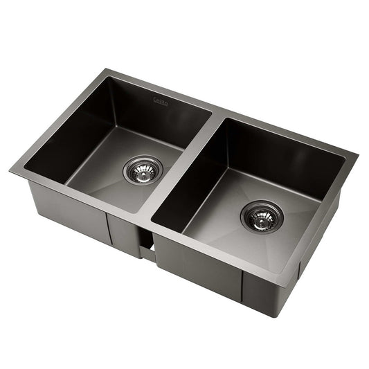 Proflow StainlessSteel Kitchen Sink Double Bowl Black 770X450MM