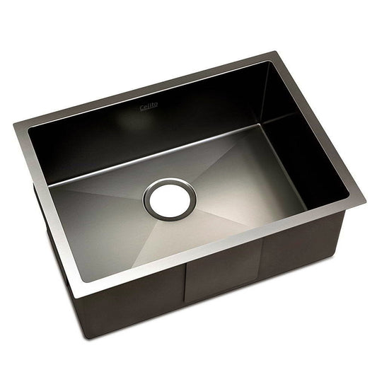 ProFlow Black Stainless Steel Single Bowl Kitchen Sink Silver Black 60X45CM