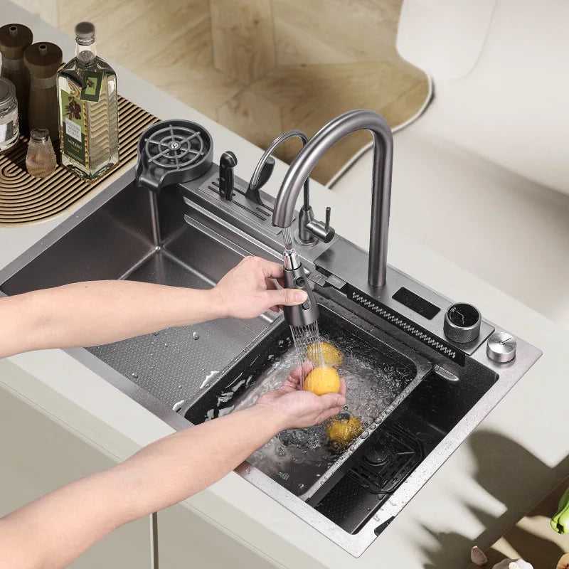 ProFlow  Stainless Steel Digital Waterfall Kitchen Sink With Knife Holder - TSS-100