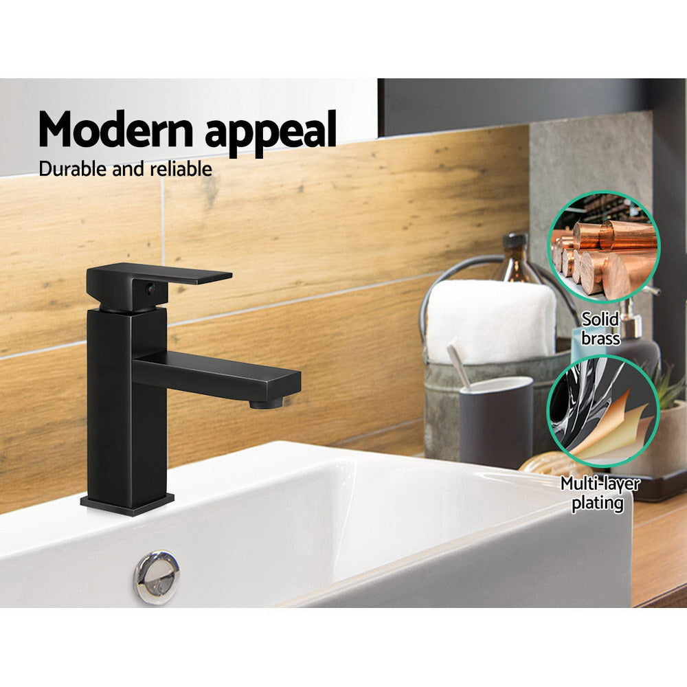 Proflow Black Bathroom Basin Mixer Tap Square