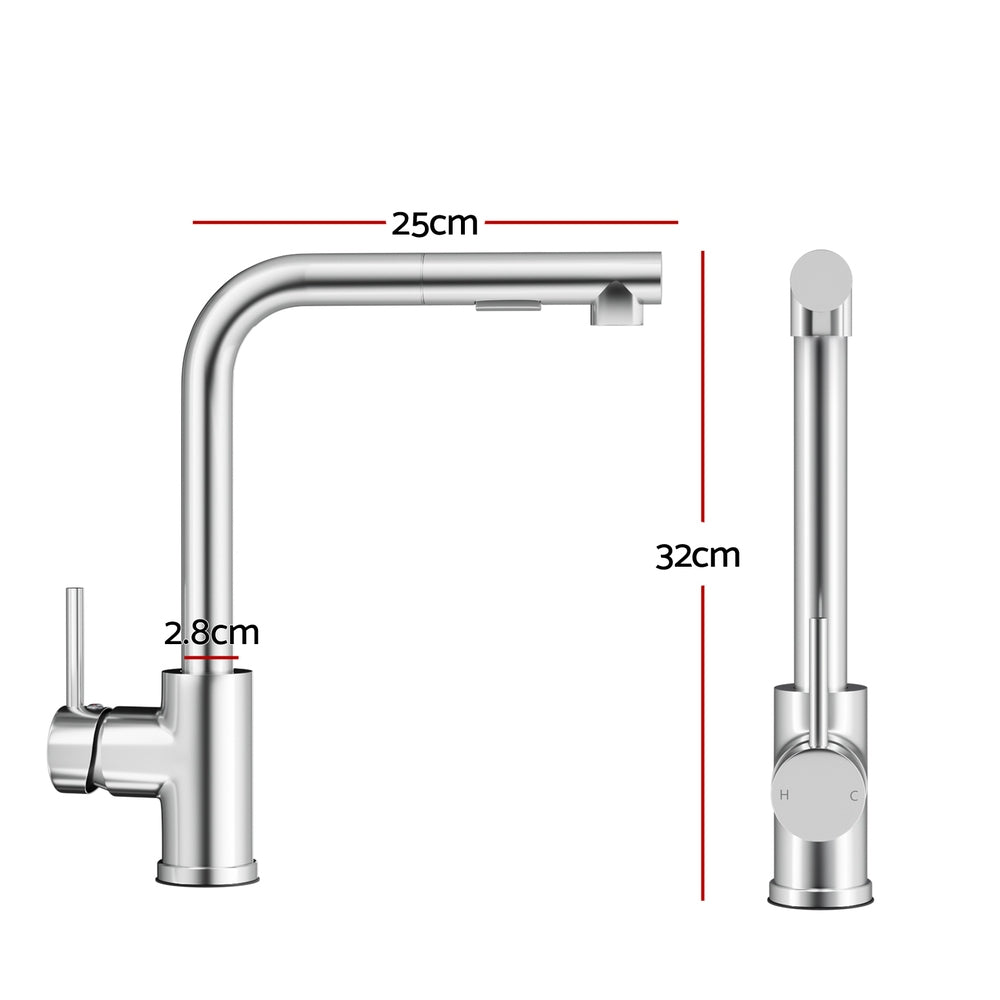 ProFlow Chrome Kitchen Mixer Tap with Pull-Out Rectangle Spout and 2 Mode