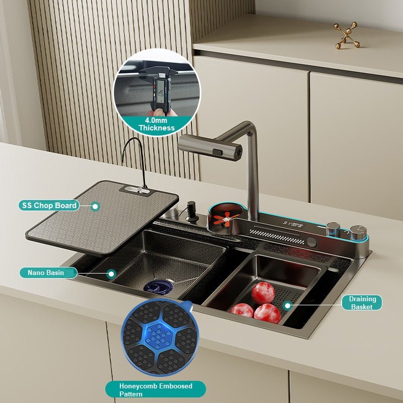 The Sink Spot Integrated Waterfall Kitchen Sink with Large Digital Display