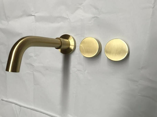 2021 New Burnished Gold Brushed Brass mixer WaterMark WELS round taps wall faucet basin