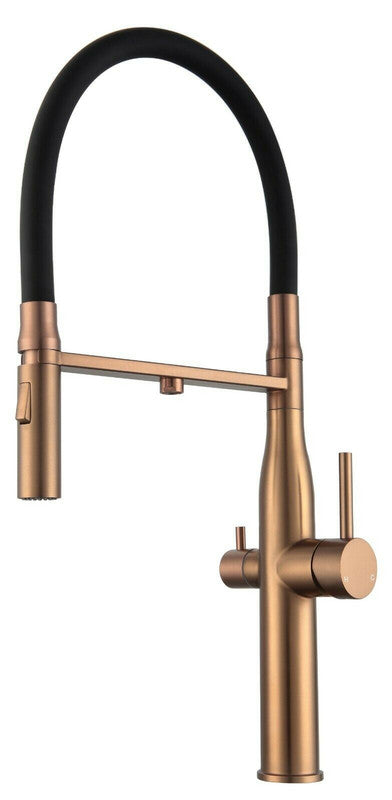 Proflow Brushed Copper Kitchen Mixer with Pull-Out Spray