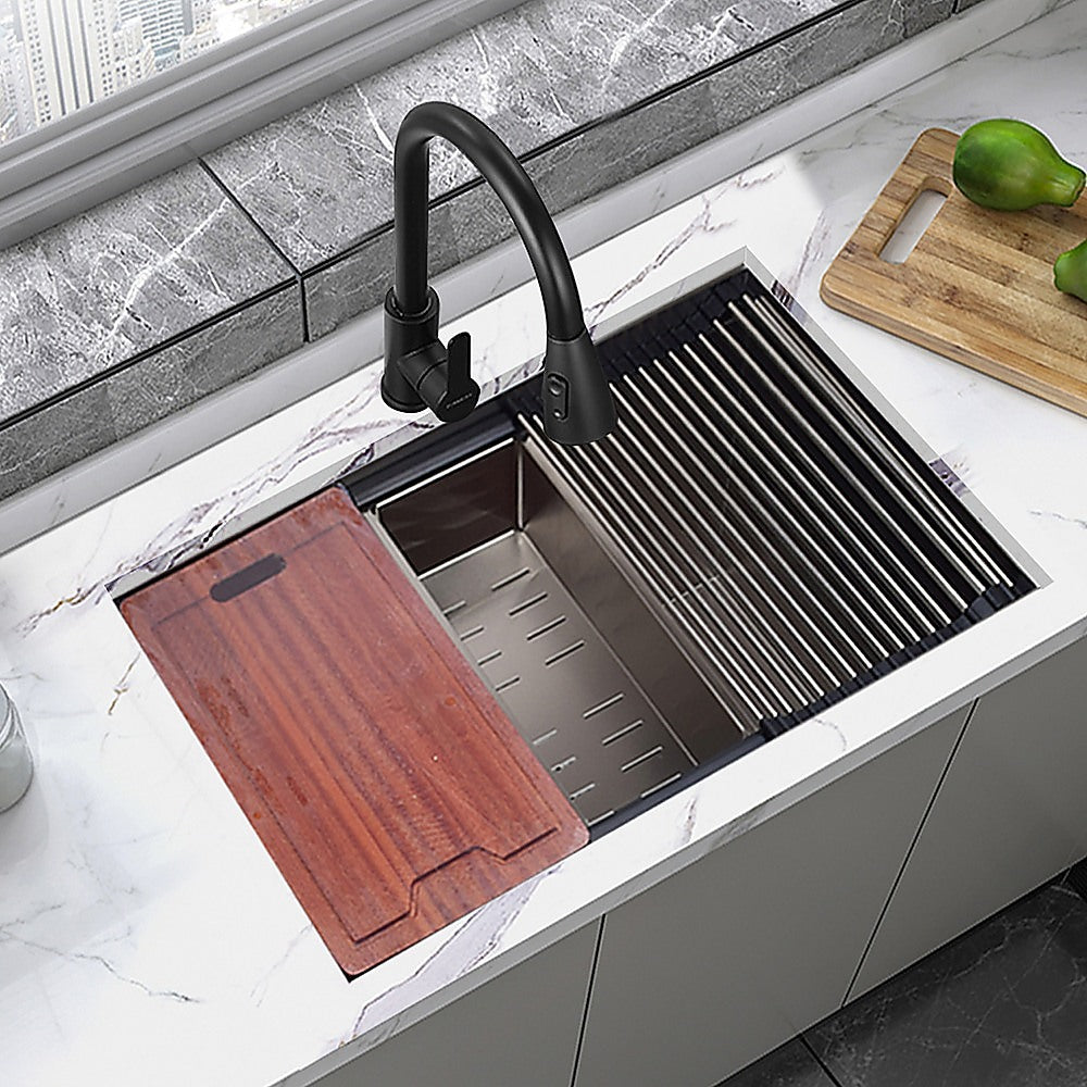 The Sink Spot Single Bowl Nano Workstation Undermount Steel Kitchen Sink