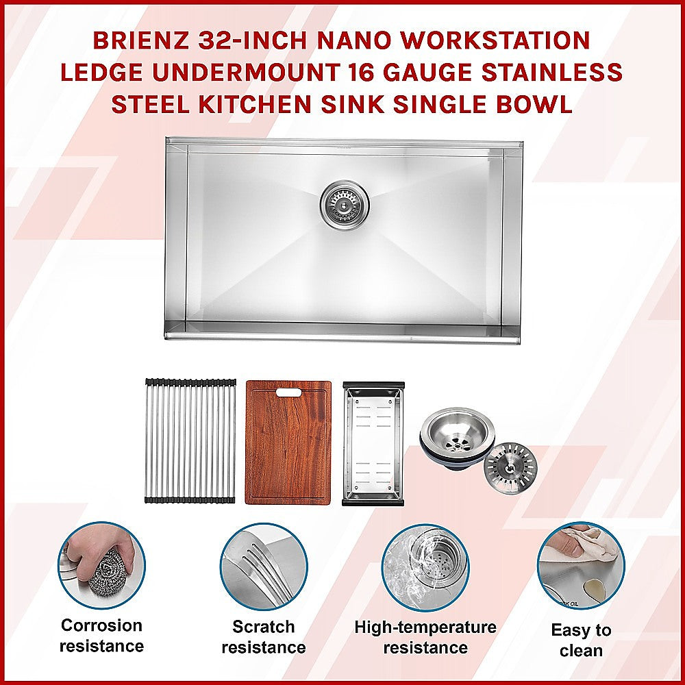 The Sink Spot Single Bowl Nano Workstation Undermount Steel Kitchen Sink