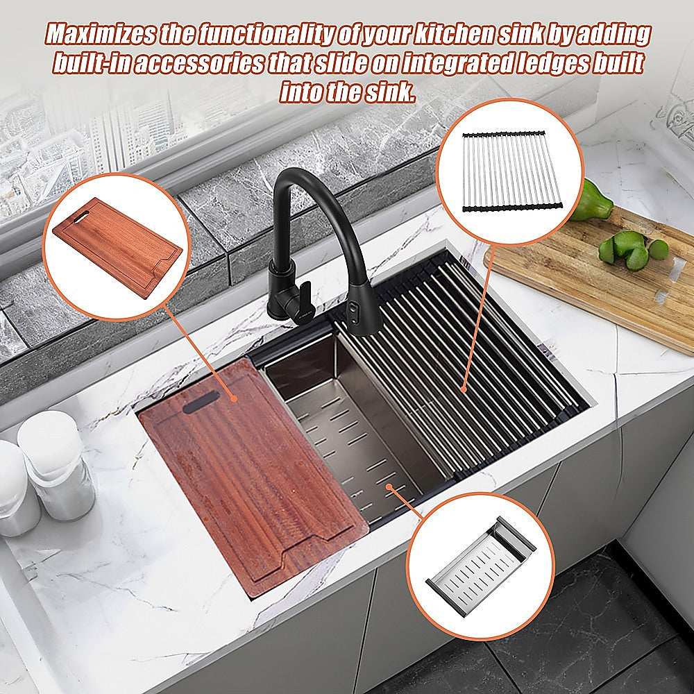 The Sink Spot Single Bowl Nano Workstation Undermount Steel Kitchen Sink