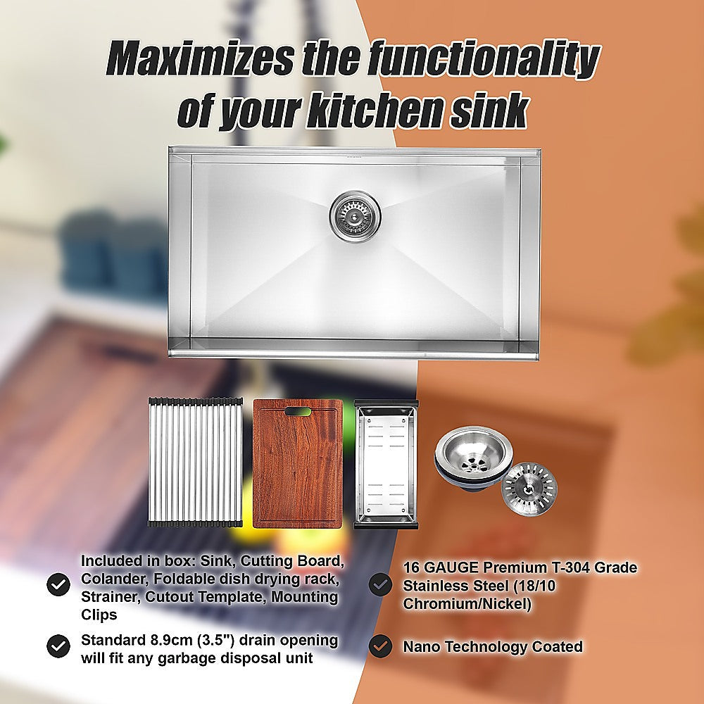 The Sink Spot Single Bowl Nano Workstation Undermount Steel Kitchen Sink