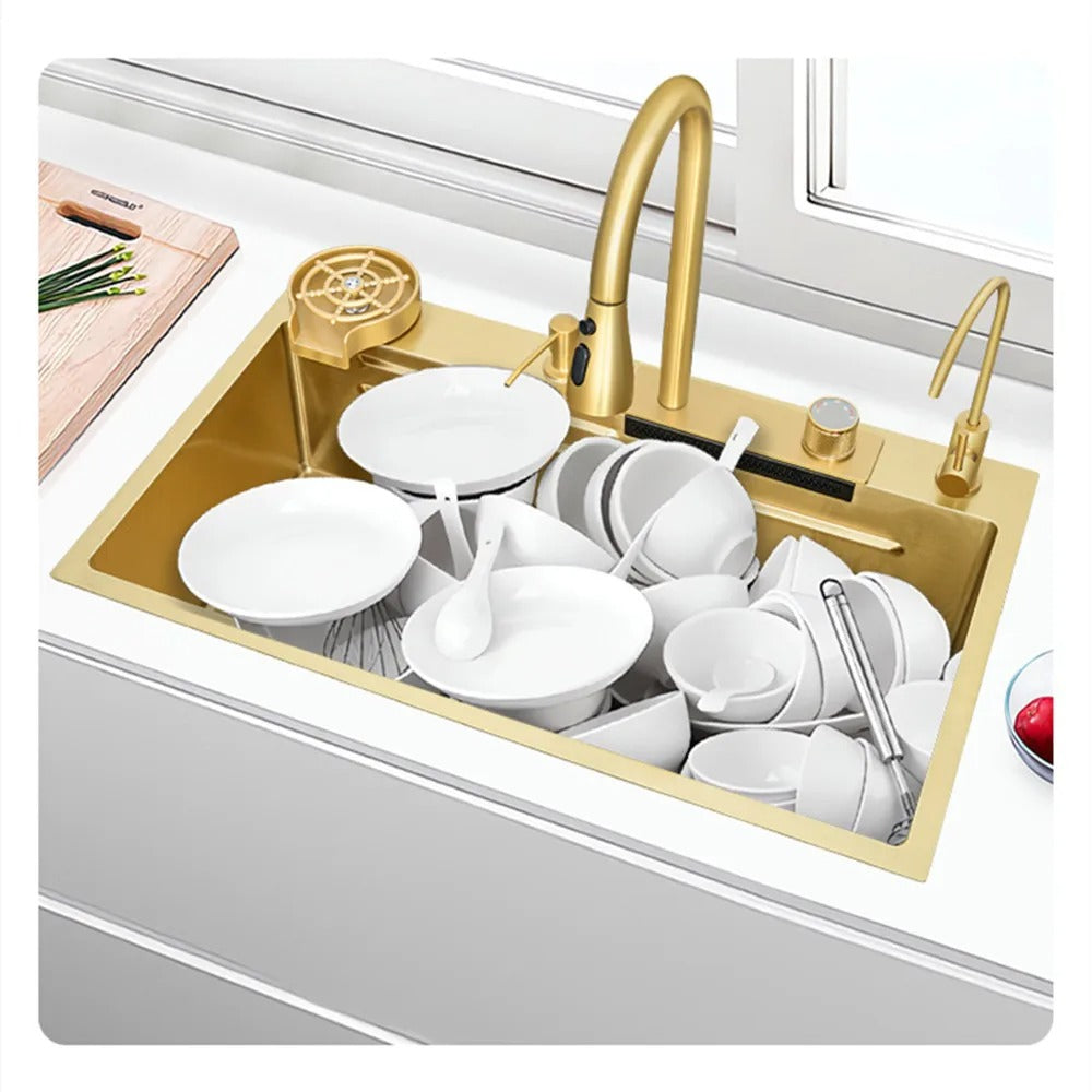 LuxeFlow Gold Series Waterfall Kitchen Sink - TSS-107