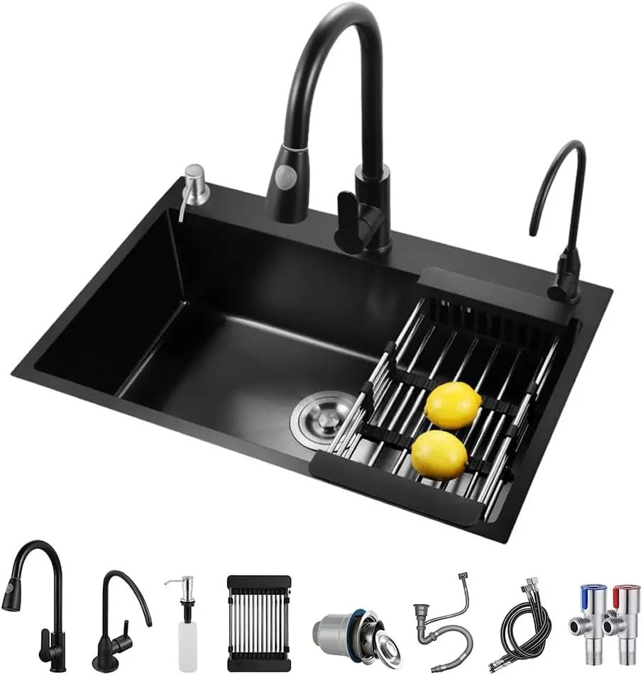 ProFlow JetBlack Steel Sink Set With Water Filter Station - TSS-102